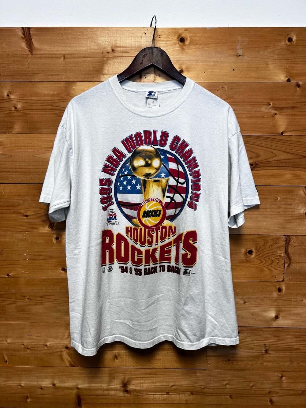 Vintage 1995 Houston Rockets World Champions Back to Back T-Shirt Size Large